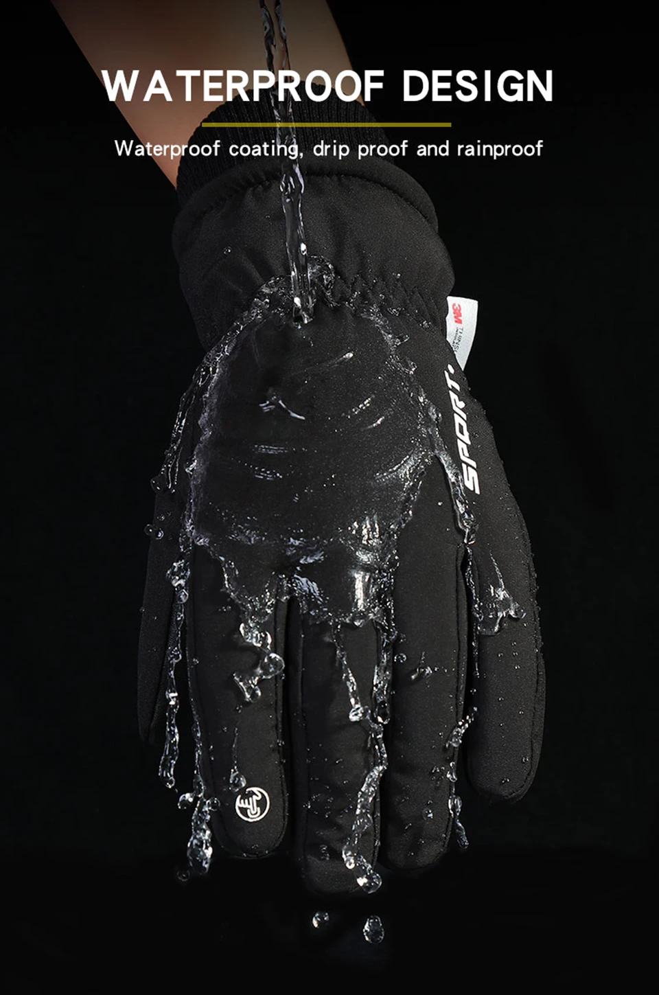 Thermische Winter Wasserdichte Männer Frauen Handschuhe TouchScreen Winddicht Handschuhe Outdoor Sport Warme Radfahren Schnee Ski Handschuhe Volle Finger – Detail 9