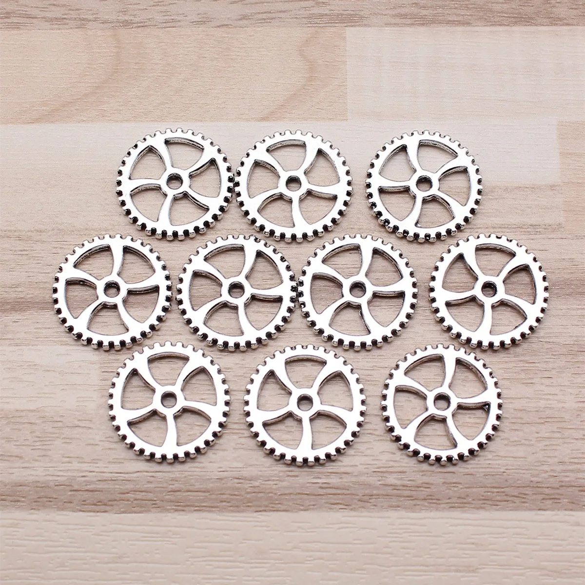 IFOCUS 10pcs/Lot Gear Charms For DIY Jewelry Making Zinc Alloy 19x19mm/0.75x0.75inch