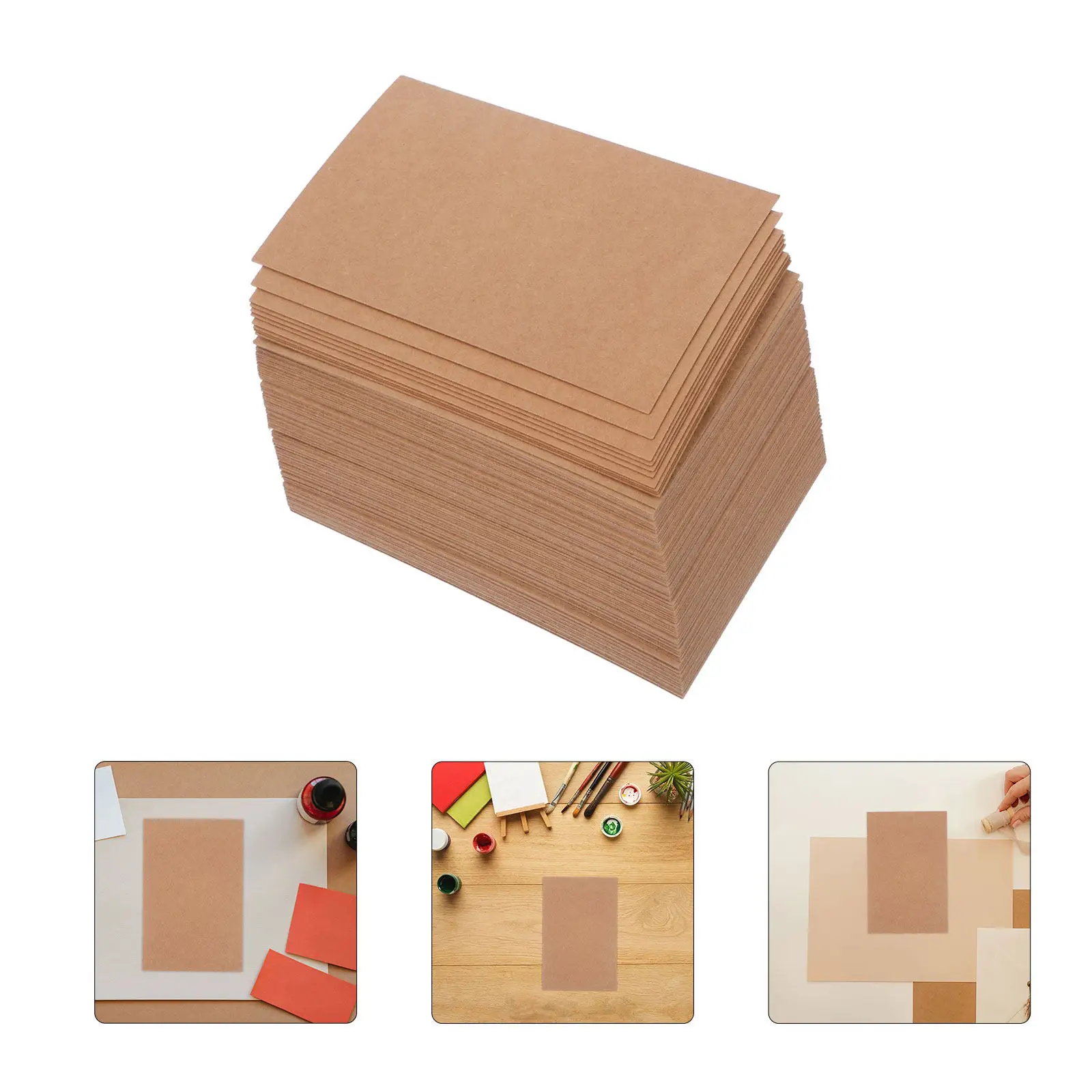 100Pcs Premium Blank Kraft Message Cards Flat Smooth Texture for Handwritten Notes Wedding Place Names Gift Tags Baking