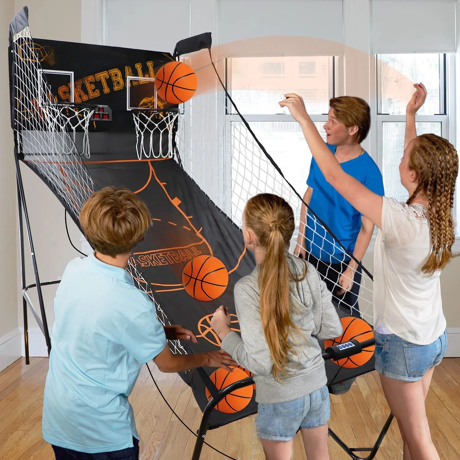 2 Player Indoor Metal Basketball Arcade Game Foldable Arcade Basketball Game Machine