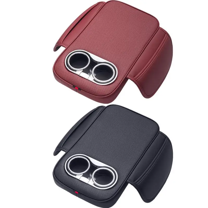 

Car Armrest Mat With Cup Holder Storage Memory Foam Height Pad Universal Auto Center Console Arm Rest Protection Cushion