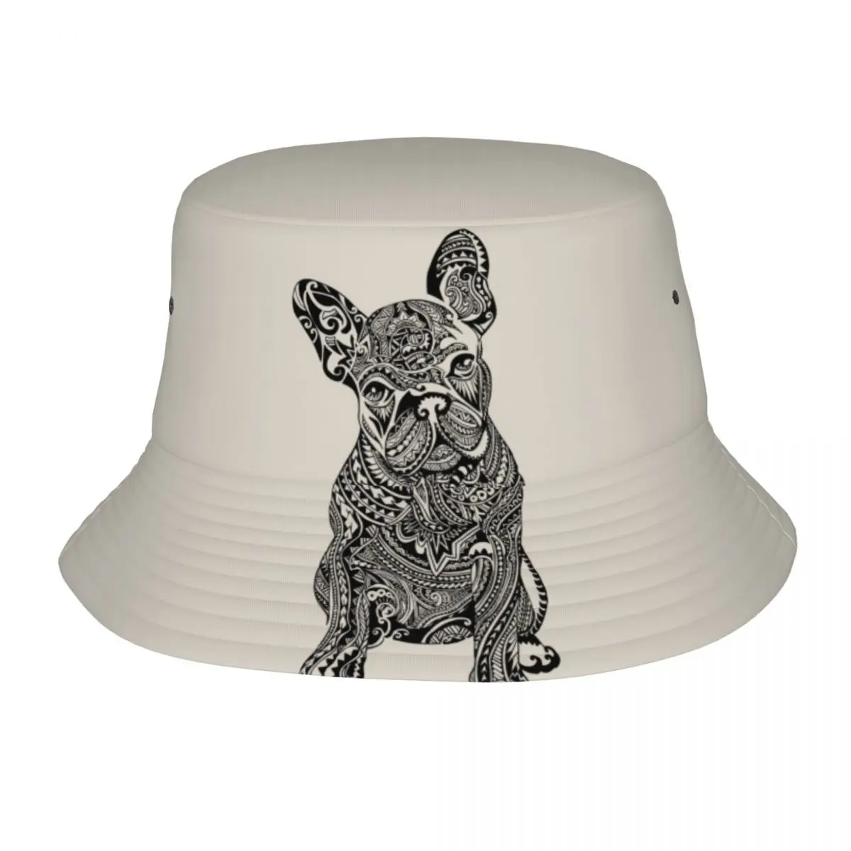 Custom Polynesian French Bulldog Bucket Hat Women Men Frenchie Dog Lover Beach Sun Summer Fisherman Cap