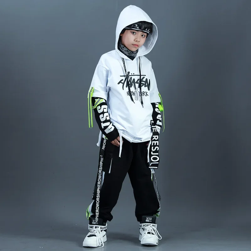 Trajes de dança de jazz infantil, roupa de hip hop, terno para meninos e meninas, hip hop bonito, meninos bonitos, moda infantil