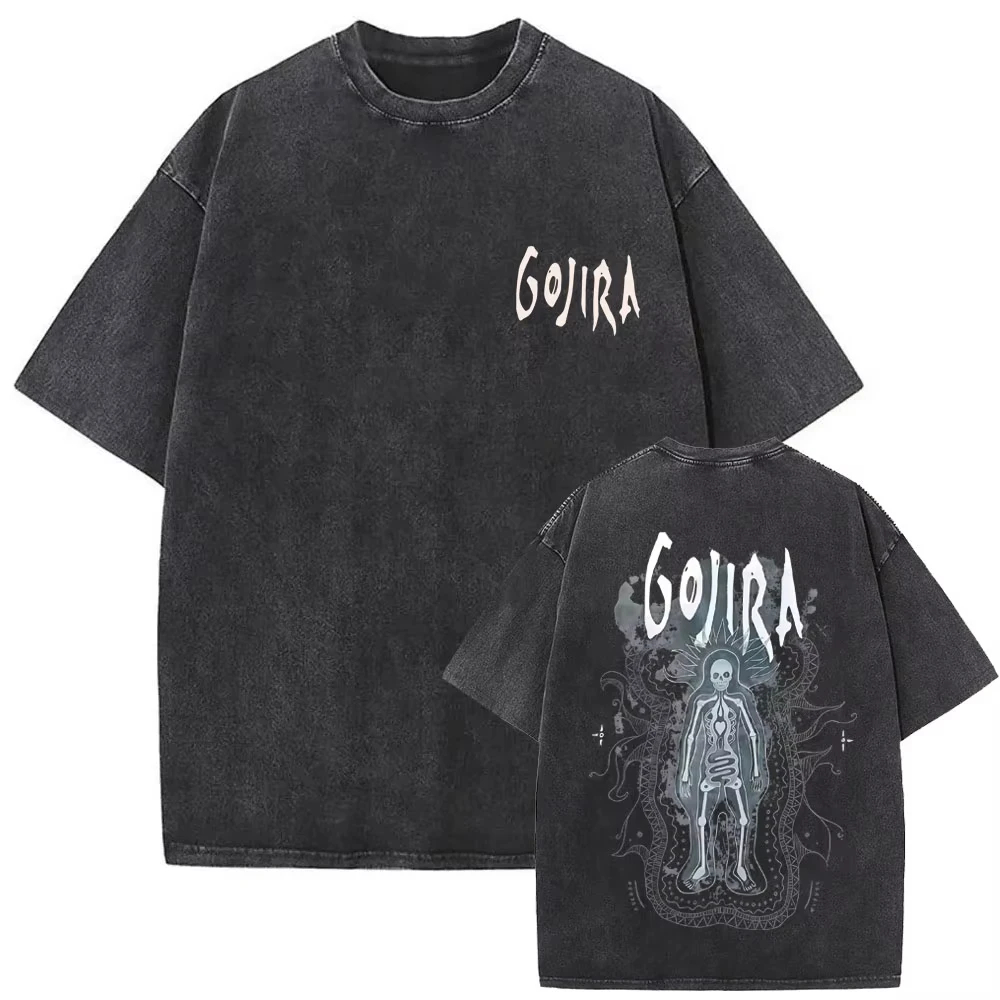 Washed Vintage Metal Rock Band Gojira T-shirt Magma T Shirt Fortitude T-shirts Men's Women Fashion Oversized T Shirts Streetwear