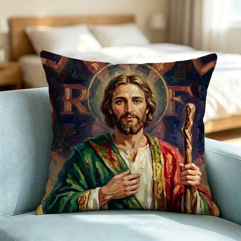 Saint Jude T-Thaddaeus-S Square Double-Sided printed Pillow Case Bedroom Bedside Pillow Sofa Cushion Cover Gift