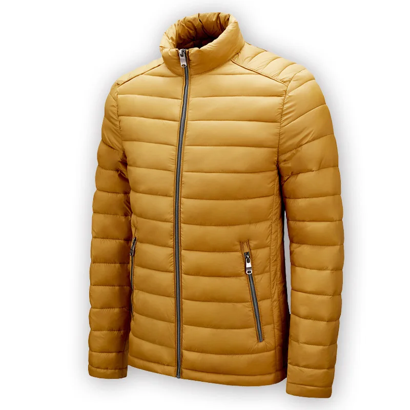 Men Down Coat Winter Cold-proof Windproof Long Sleeve Man Jacket Stand Collar Solid Color Simple Lightweight Male Outerwear