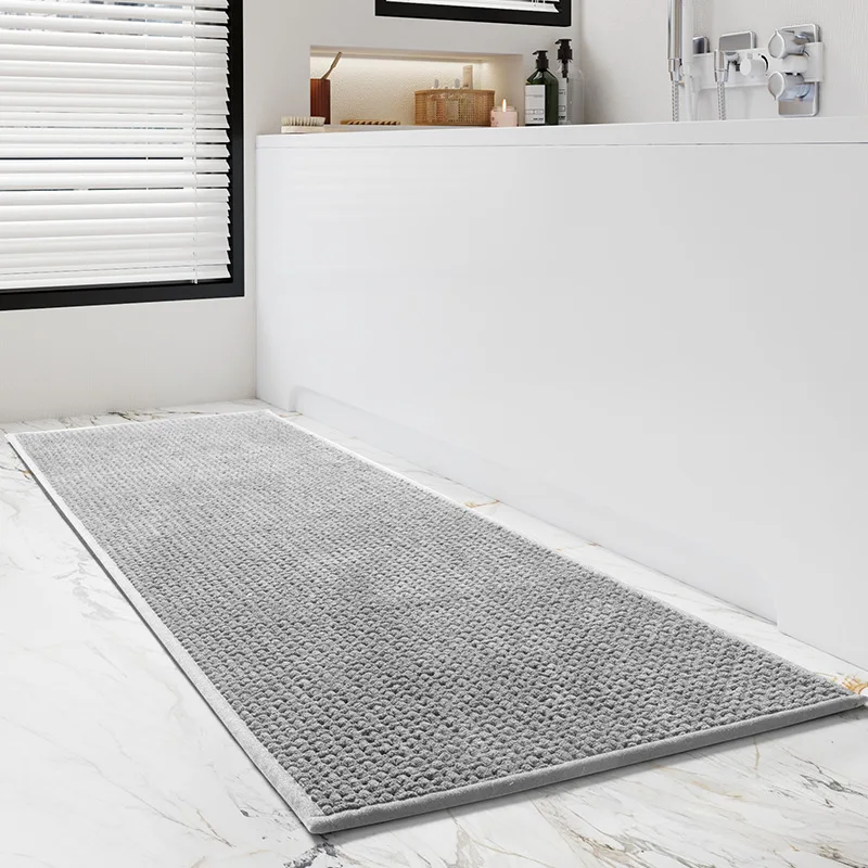 Long Rug Next To The Bathtub Chenille Woven Bath Mats Shower Room Water-absorbent Non-slip Foot Mat Bathroom Carpet