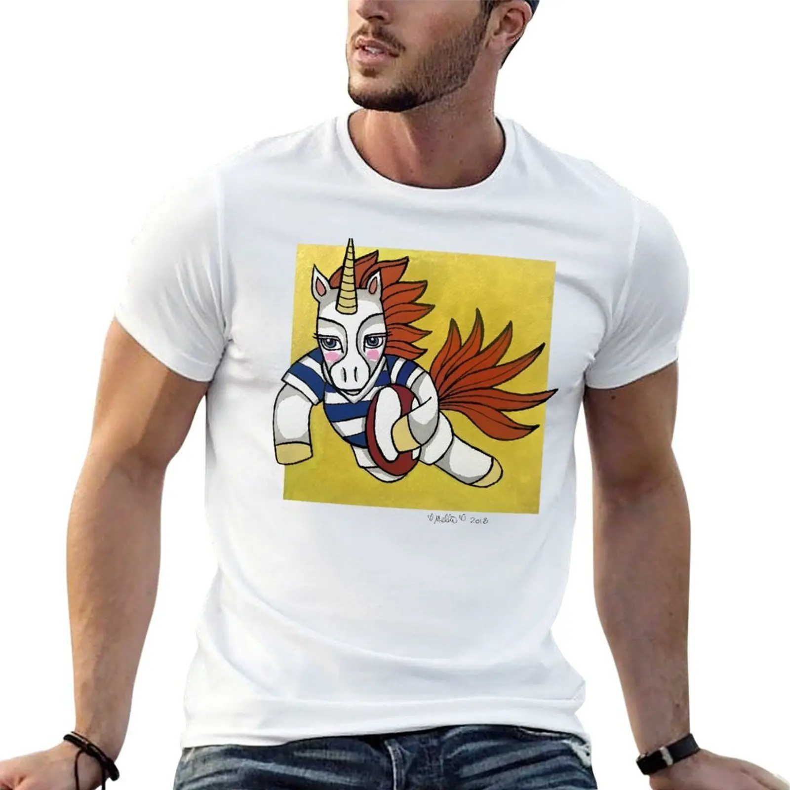 Rugby Unicorn: Provincial Aukland Colors: Animals of Inspiration T-Shirt Relaxed Fit Casual Short Sleeve Top