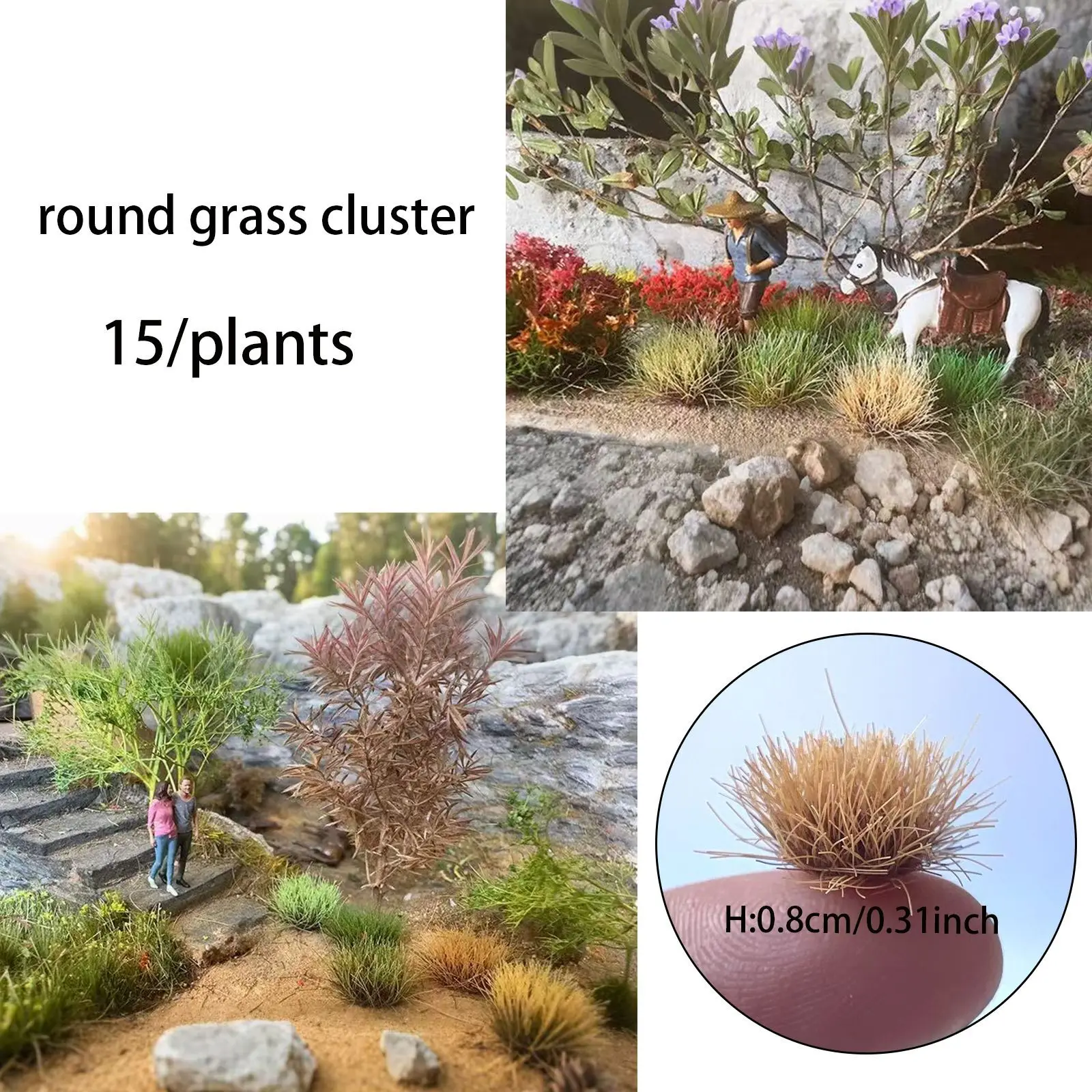 15pcs/box Height 10mm Static Grass Cluster Model Military Scene Railway Train Layout Architecture Building Materials for Diorama