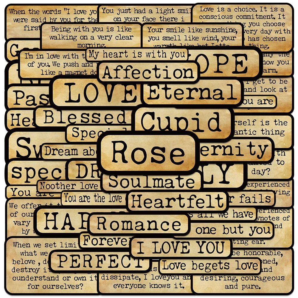 50 pz/pacco Love frase Retro Old Stickers Travel Junk Journal Stickers Scrapbooking Craft Diary Album Wall Vinyl decorativo