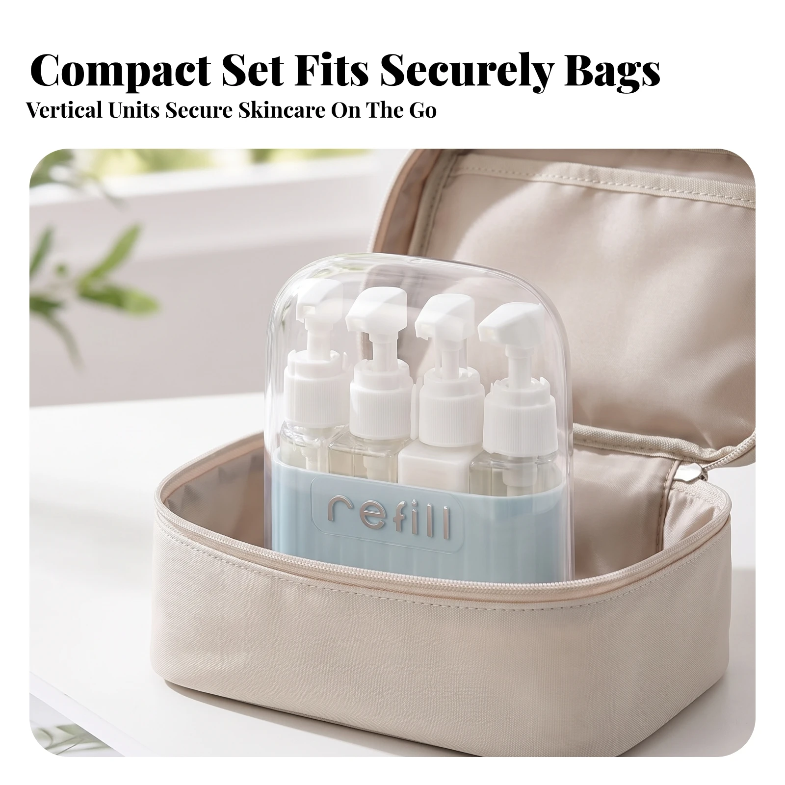 Travel Bottle Organizer Refillable Refill Bottle Case for Travelers, Business Trips, Gym