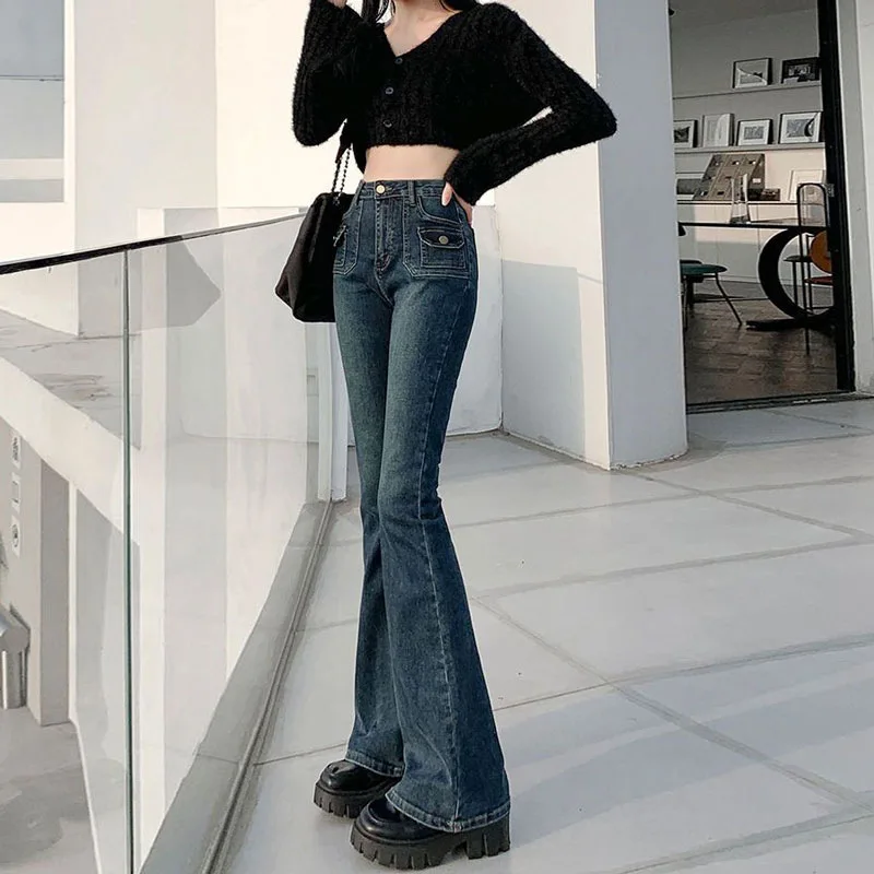 

2026 New High Waist Stretch Jeans Women Vintage Denim Trousers Female Sexy Slim Fit Flares Pants