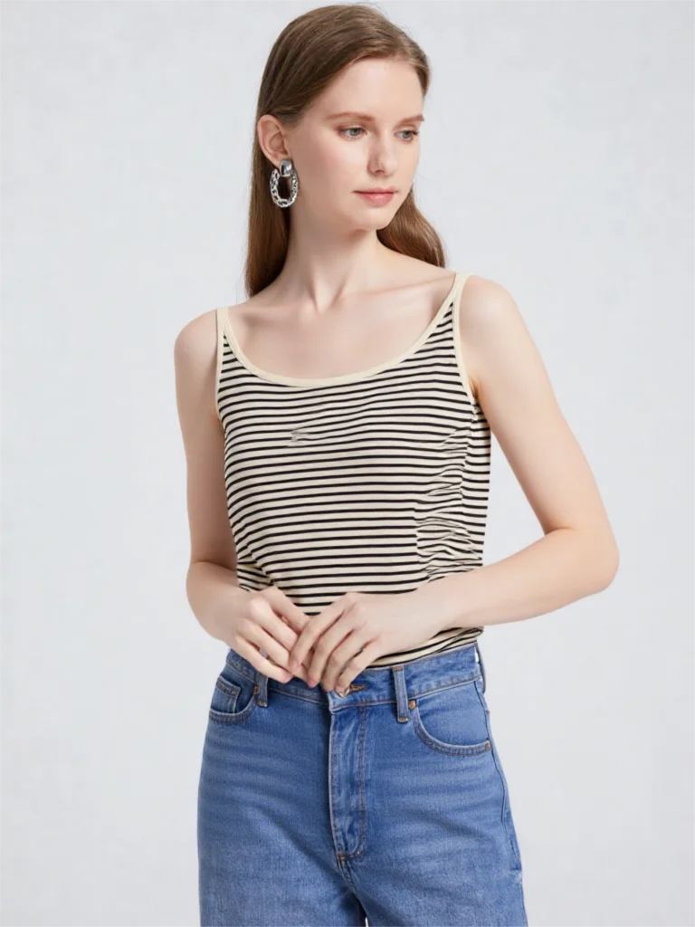 2026 Summer Striped Halter Cami Women Sleeveless Built-in Bra Backless Slim Y2K Top
