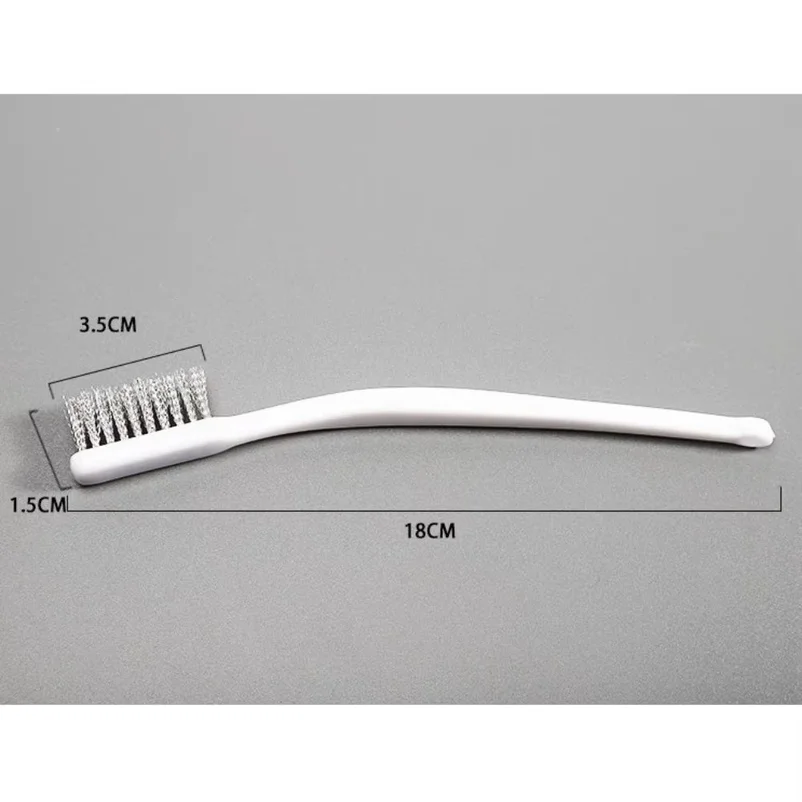 Copper Plating Wire Brush Set Non-Slip Industrial Grade Brass Wire Brush Mini Size Curved Handle Burr Cleaning Brush