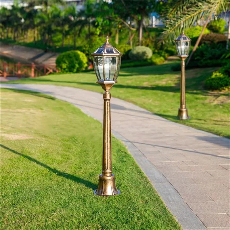 

TEMAR Outdoor Retro Solar Lawn Lamp Lights Classical Bronze Waterproof Home for Villa Path Garden Decoration