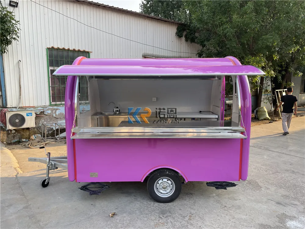 280cm Fast Food Truck Hot Dog Food Cart USA Customized Food Trailer With Full Restaurant Kitchen Equipments