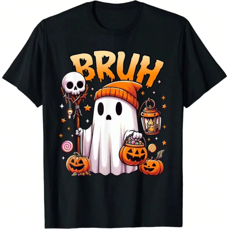

Pumpkin Ghost Skull Print Men's T-shirts Halloween Costume Comfortable T-Shirt Casual Fashion Oversized Family Matching Outfits