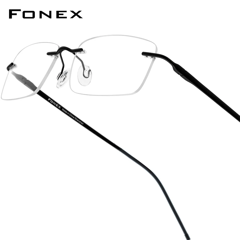 

FONEX Pure Titanium Rimless Eyeglasses Frame Women Brand Design Square Glasses Men Japanese Frameless Ultralight Eyewear 85853