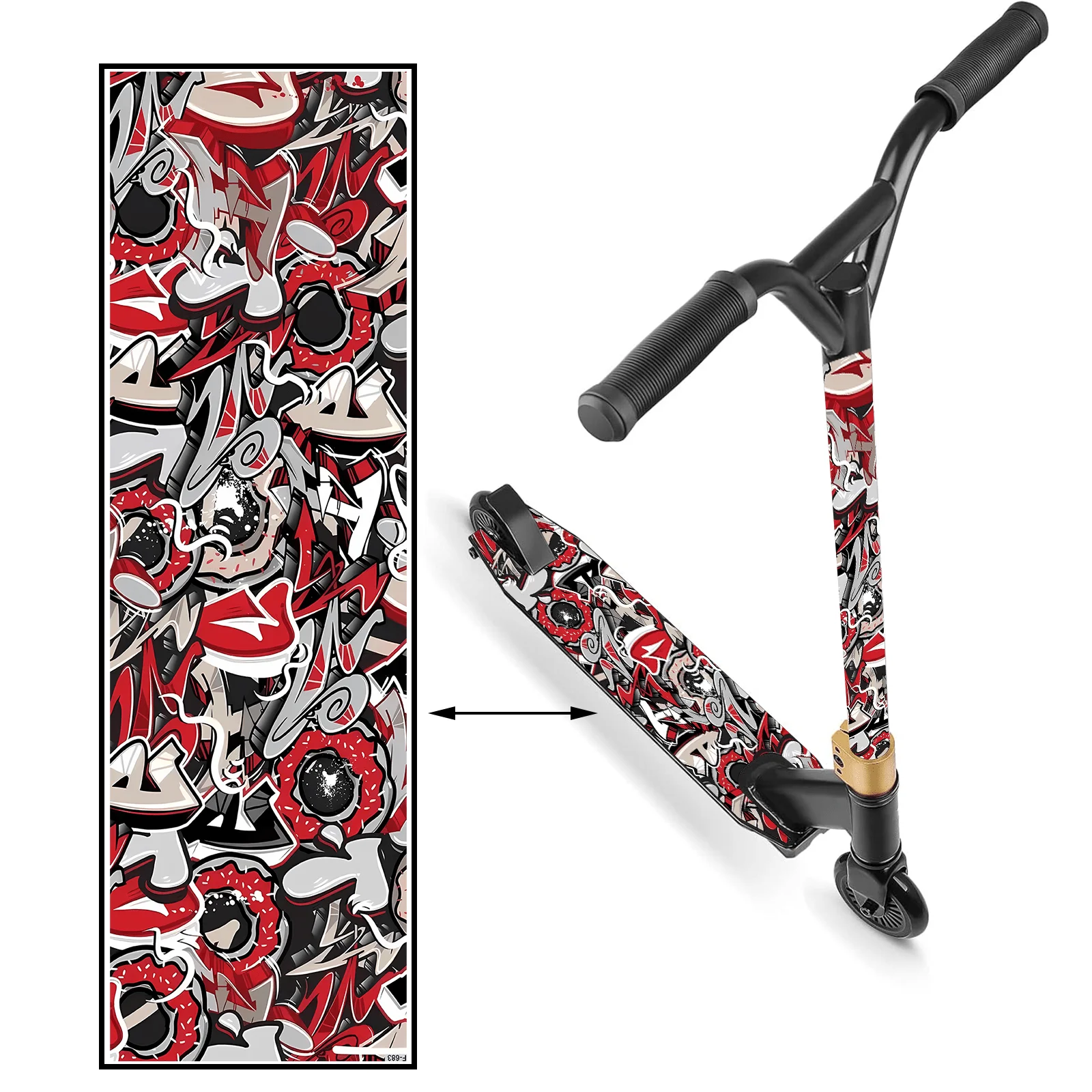 

1 наклейка Tide Cool с красно-черным граффити для самоката, наклейка на корпус скейтборда, персонализированная противоскользящая наклейка из ПВХ-материала