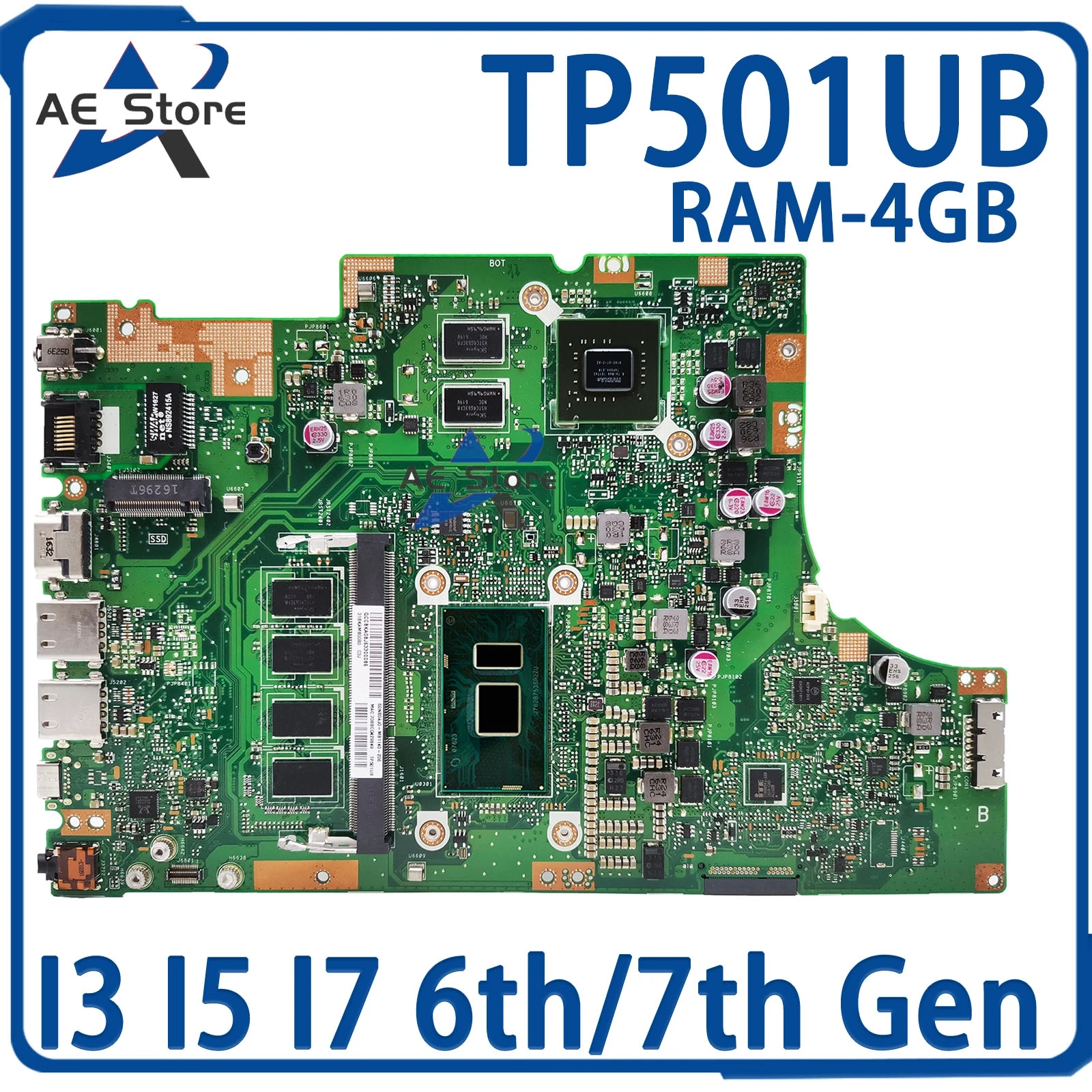 

Notebook Mainboard For ASUS Vivobook Flip TP501UB TP501U TP501UA TP501UQ TP501UQK Laptop Motherboard I3 I5 I7 4GB/RAM UMA/GT940M