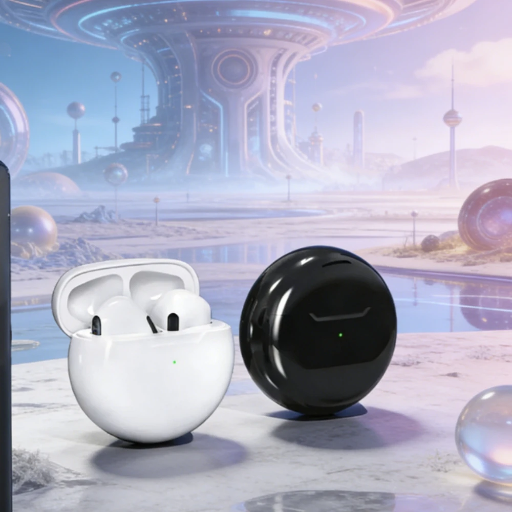 Pro 6 TWS Kabellose Kopfhörer mit Mikrofon Bluetooth-Ohrhörer Sport-Earbuds Lauf-Headset Pro6