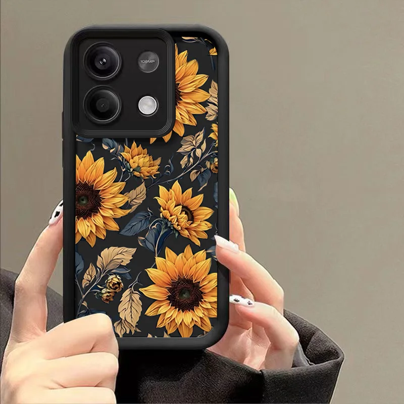 Sunflower Pattern Matte Phone Case for Xiaomi Redmi Note 14 13 12 11 Pro Plus 4G 5G 12S 11S 10S 10 Redmi 13C 14C Cover Fundas image 2