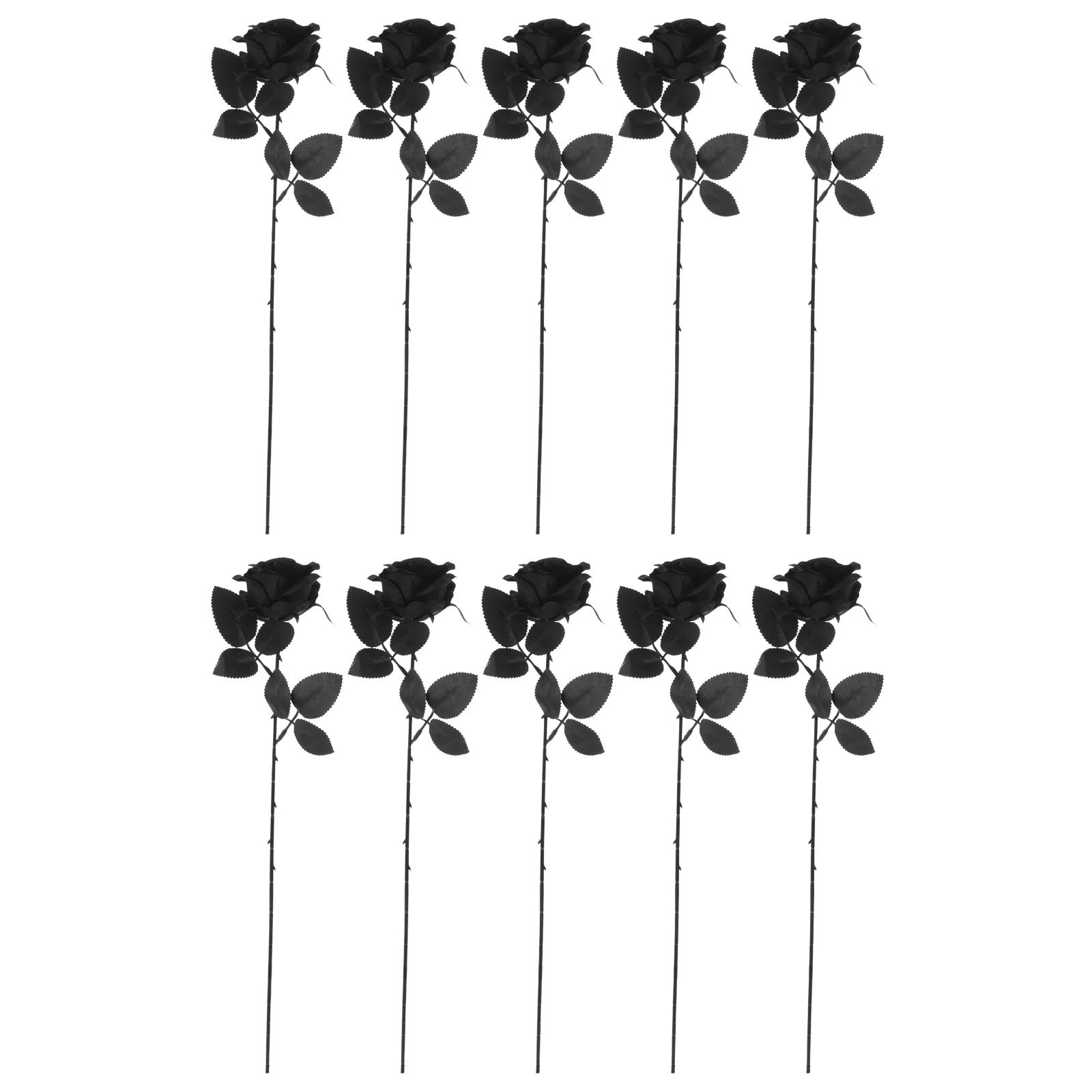

10 Pcs Rose All Black Roses Artificial Flowers Indoor Decorative Halloween Decoration for