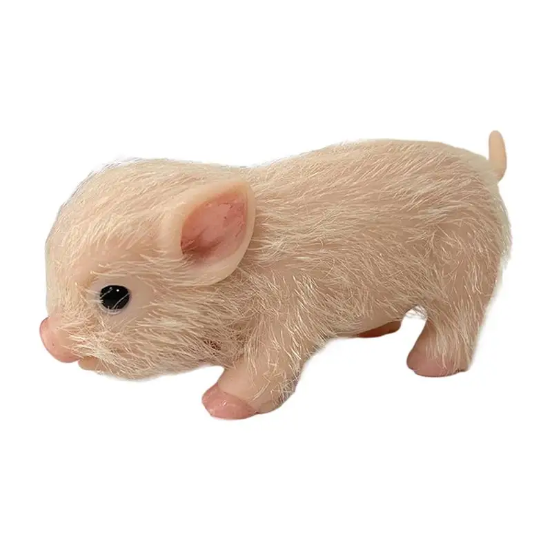 

12.7cm Soft Solid Silicone Pet Pig Toys 5'Doll Full Body Silicone Piglet Cute Vivid Piglet Baby Piglet Dolls Hand Rooted Hair