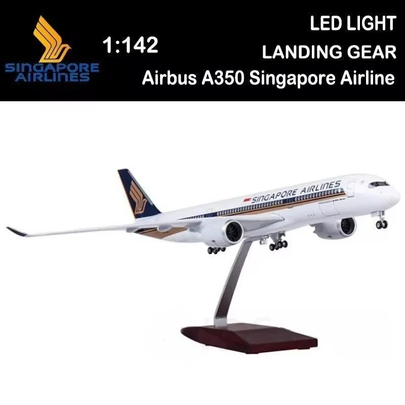 

New 1/142 Scale Airplane A350 Singapore Airline Model W Light Wheel Diecast Resin Plane Collection Decoration Display Gifts