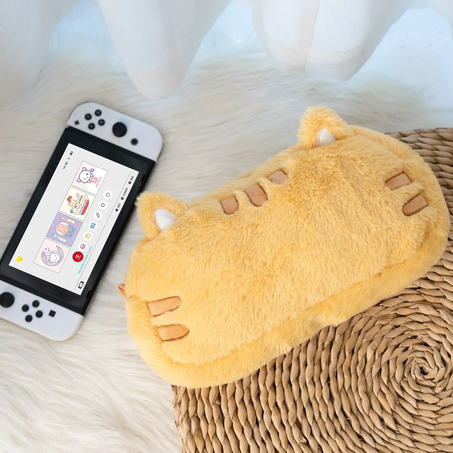 GeekShare Girl Kawaii Cat Nintendo Switch futerał do przenoszenia Cartoon pluszowa torba do przechowywania na przełącznik Oled damskie torby na ramię moda