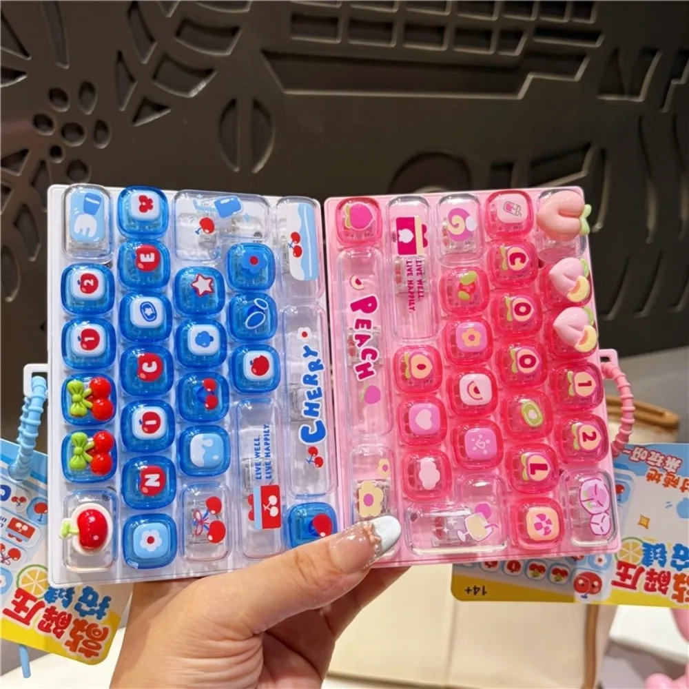 26 Keys Mechanical Keyboard Clear Key Sounds Hangable Stress Relief Fidget Fruit Cherry Peach Gift Bag Pendant Charm