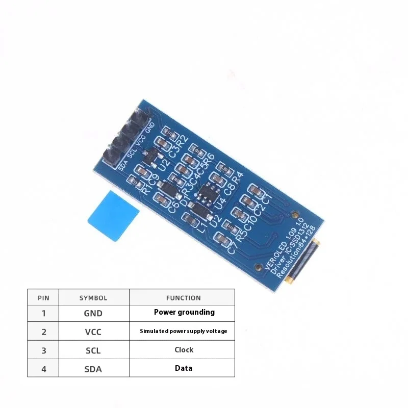 1.09 Inch OLED Display Module 128x64 SSD1312 I2C 4 Pin Interface For Arduino Raspberry Pi Low Power Wide View