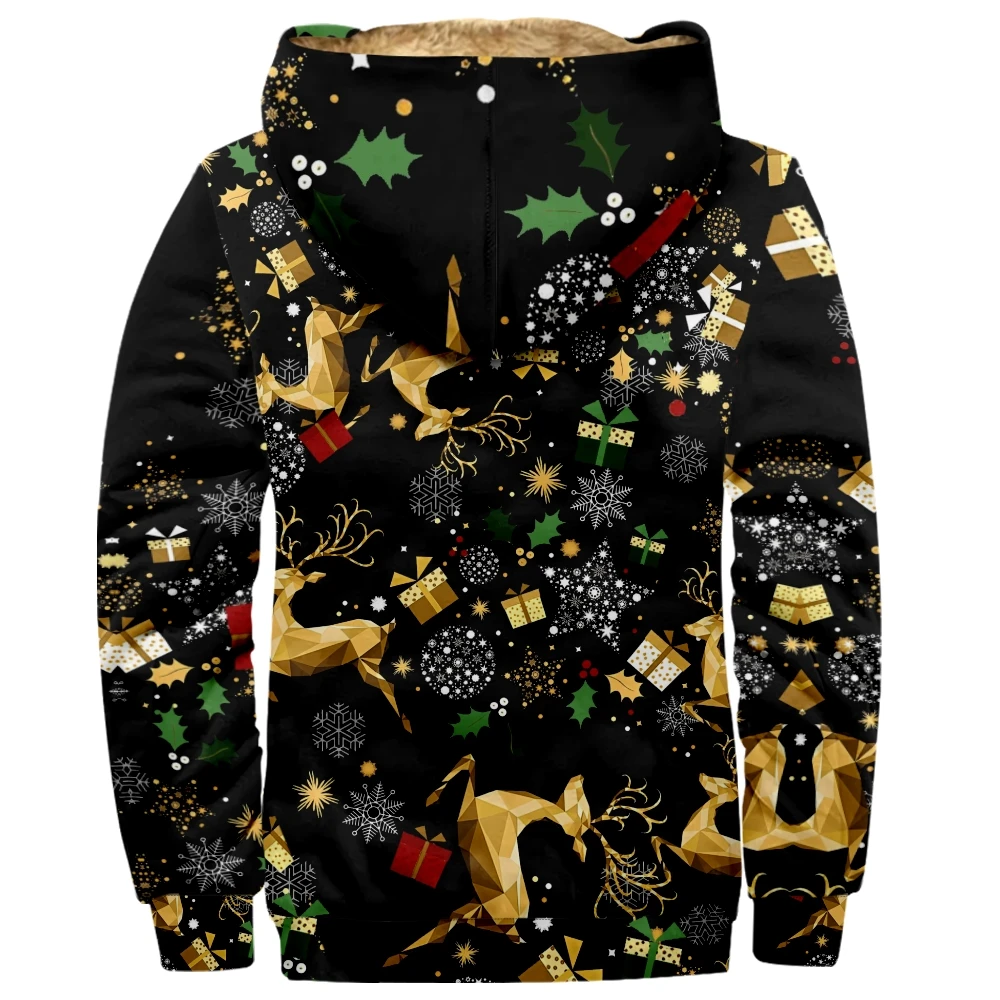 Men's Zipper Hoodies Christmas Clothes Long Sleeve Sweatshirt Graphic Prints Jacket Women Winter Coat