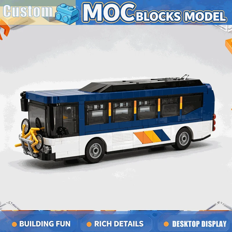 NEW 626 PCS City Bus MOC Building Blocks Urban Public Transit Vehicle Model Bicycle Rack Design DIY Creative Assembly Toy Gift