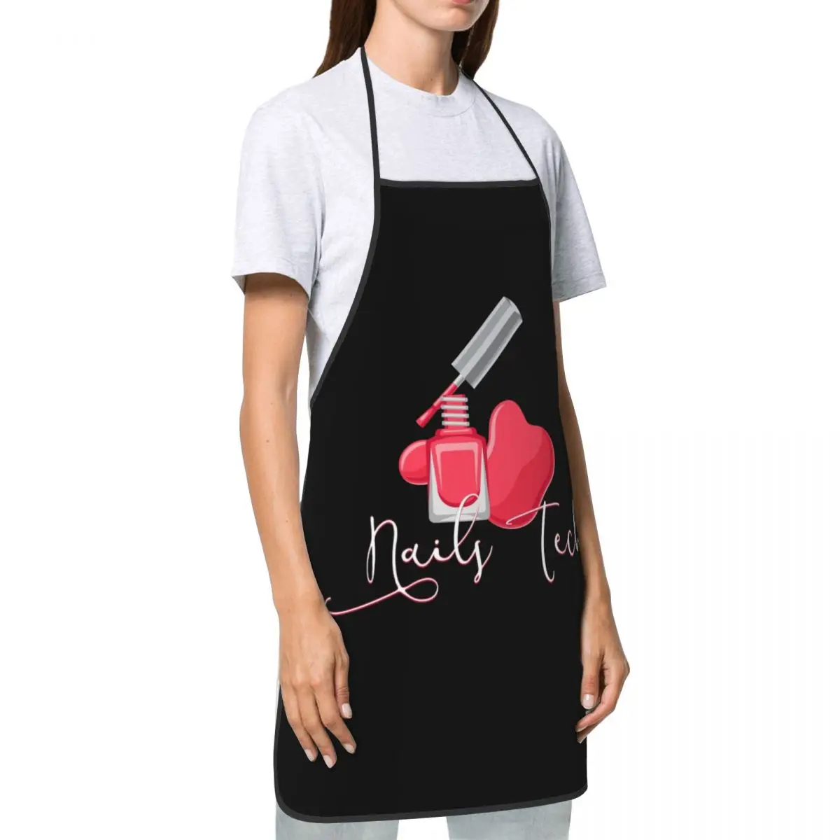 Unisex Fashion Nail Polish Bib Apron Adult Women Men Chef Tablier Cuisine for Cooking Kitchen Fingernail Manicure Tech Painting