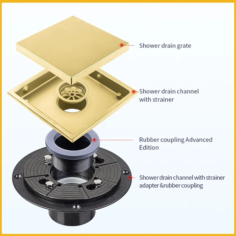 Square Invisible Stainless Steel Floor Drain Deodorant Garbage Filter Drain Shower Floor Drain Water Filter Bathroom Accessories