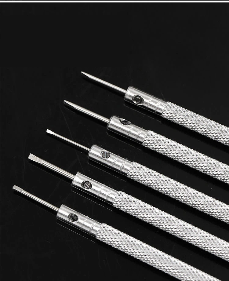 5pcs Precision Flathead Screwdriver Kit Size 0.8-1.6mm Stainless Steel Watch Repair Screwdriver 5-piece Set For Repairing Watch
