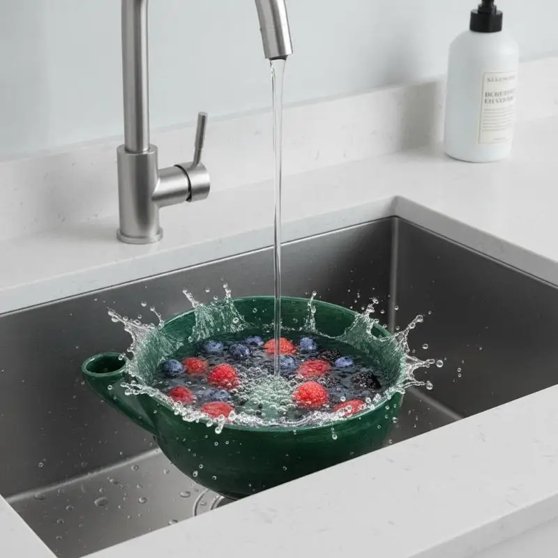 1PC Swirling Berry Washing Bowl, Self-Spinning Fruit & Vegetable Washer With Drain 360° Vortex Cleaning Kitchen Colander Tool