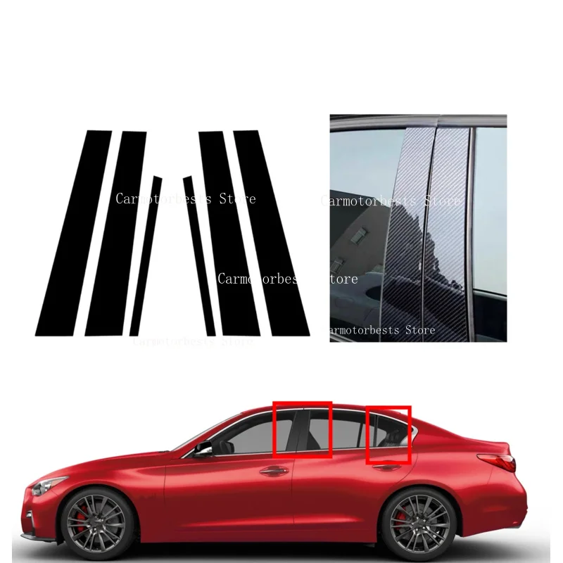 Window Decor Gloss Black Pillar Posts Fit For Geely Coolray Proton X50 2020-2023 Door Side Mouliding Trim Cover  Silver Carbon