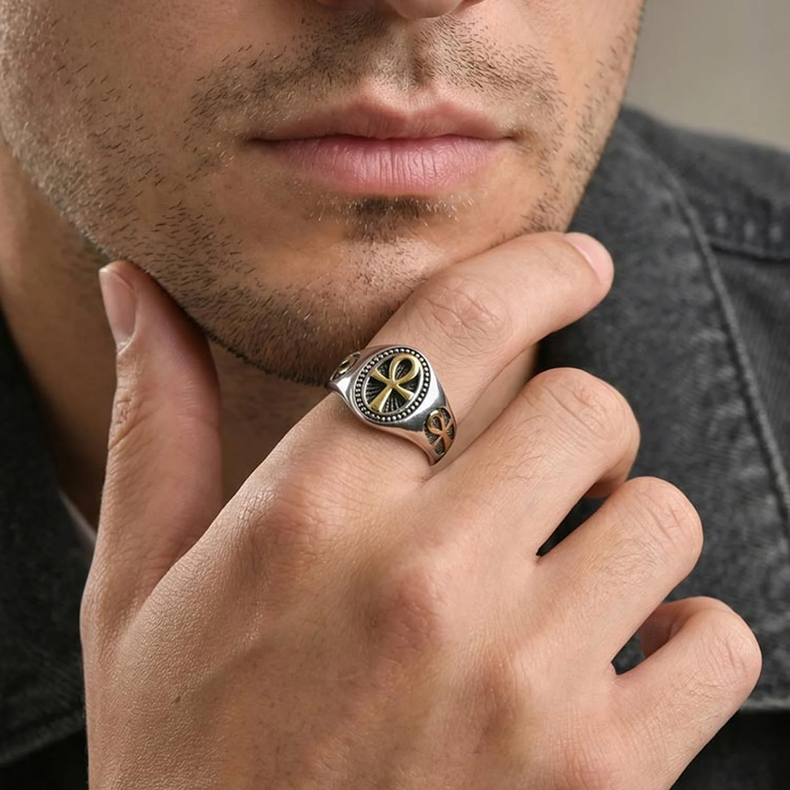 Vnox Ankh Cross Rin…