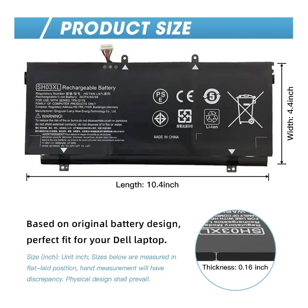 SH03XL CN03XL 859026-421 859356-855 HSTNN-LB7L TPN-Q178 Battery For HP Spectre X360 13-AB001 13-AB002 AC033DX 5020mAh