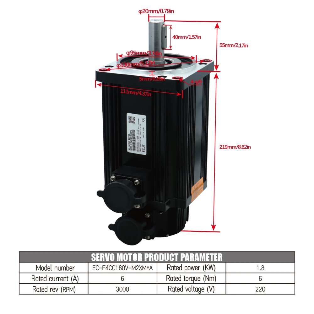 محرك سيرفو لجهاز التوجيه باستخدام الحاسب الآلي ، محرك أحادي الطور أو ثلاثي الطور ، كابلات RS485 3m ، 1.8 كيلو وات ، 3000 جزء في الدقيقة ، 6 نانومتر ، 110 إس جي-m06030 ، AC220V ، RPM #6