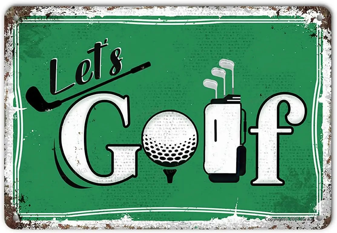 LetS Golf Funny Ball Metal Tin Sign Wall Decor for Golfer Country Club Cave Bar Gift  Hanging Plaque