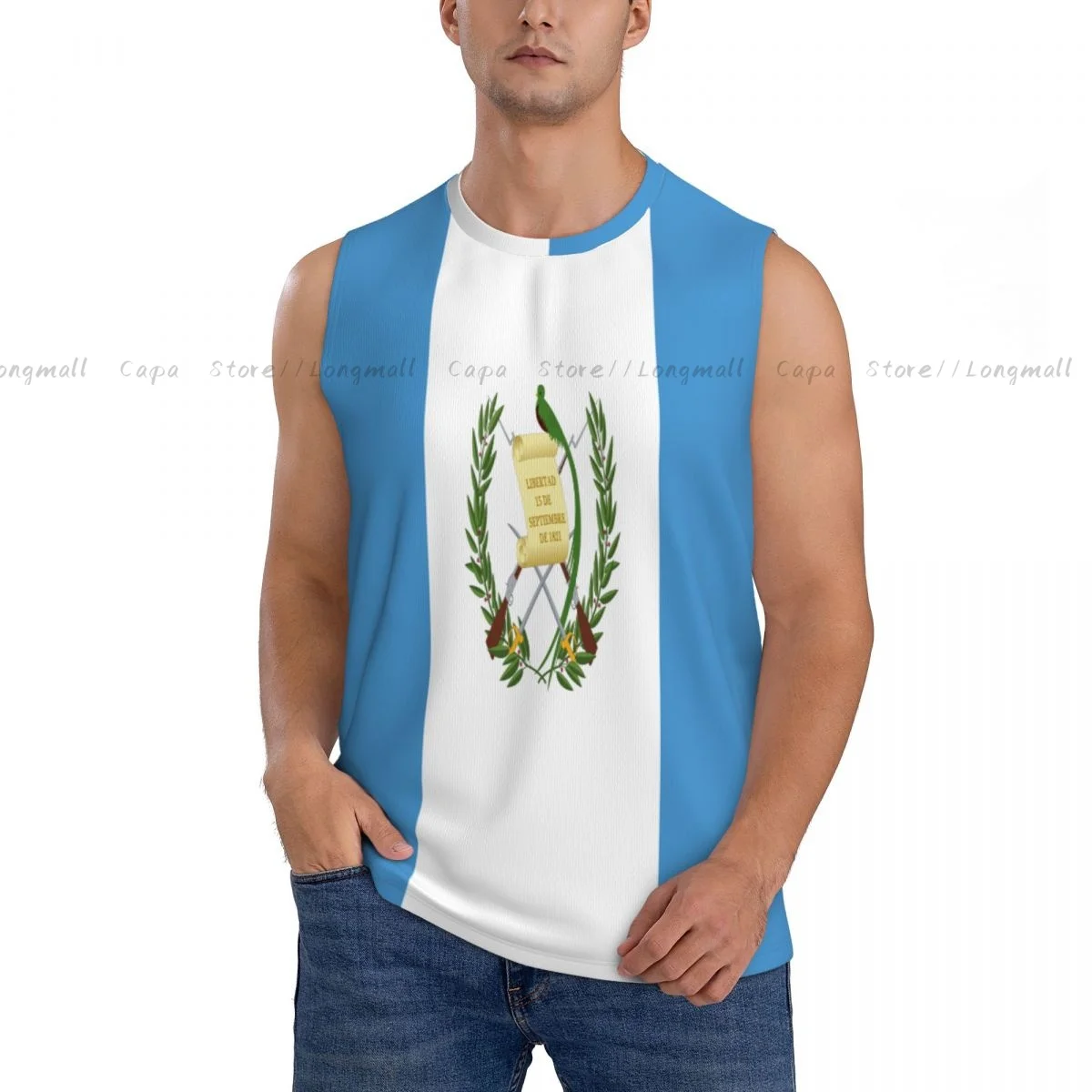 

Men's Tank Top Sleeveless Undershirt Gym Workout Flag Of Guatemala Vest Breathable Summer Training Shirt