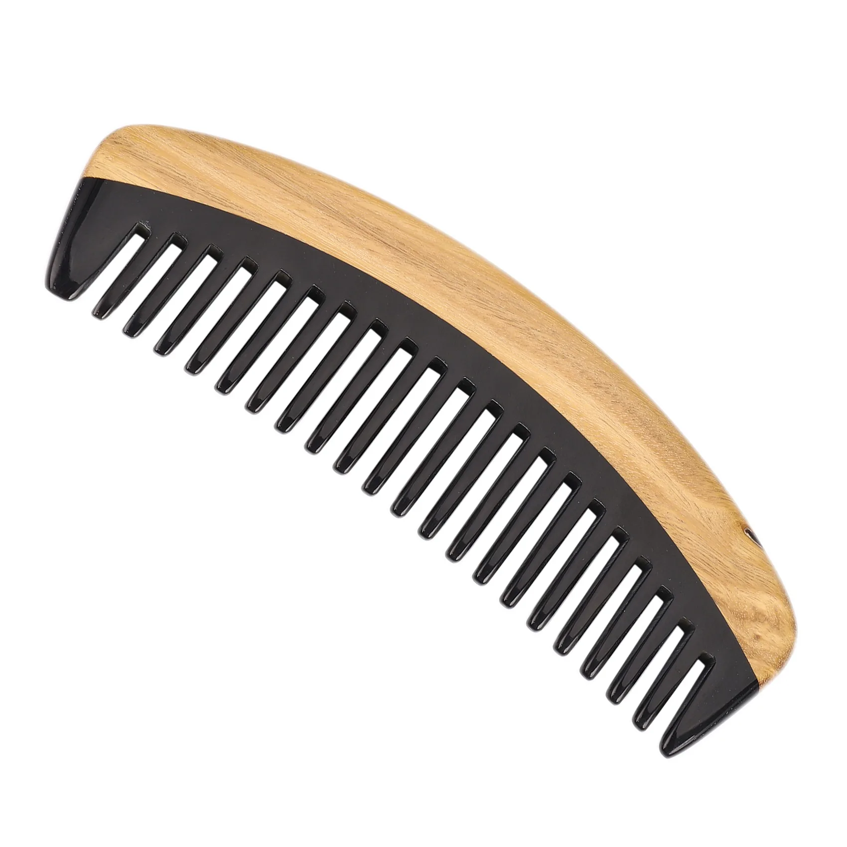 Hair Comb - Wide Tooth Wooden Detangling Comb for Curly Hair - No Static Sandalwood Buffalo Horn Comb for Men and Women