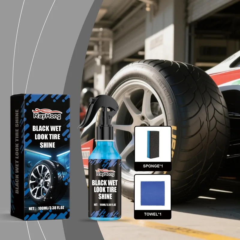 Tire Shine Spray High - Gloss Wet Look Long - Lasting Protection Anti - Fading and Cracking