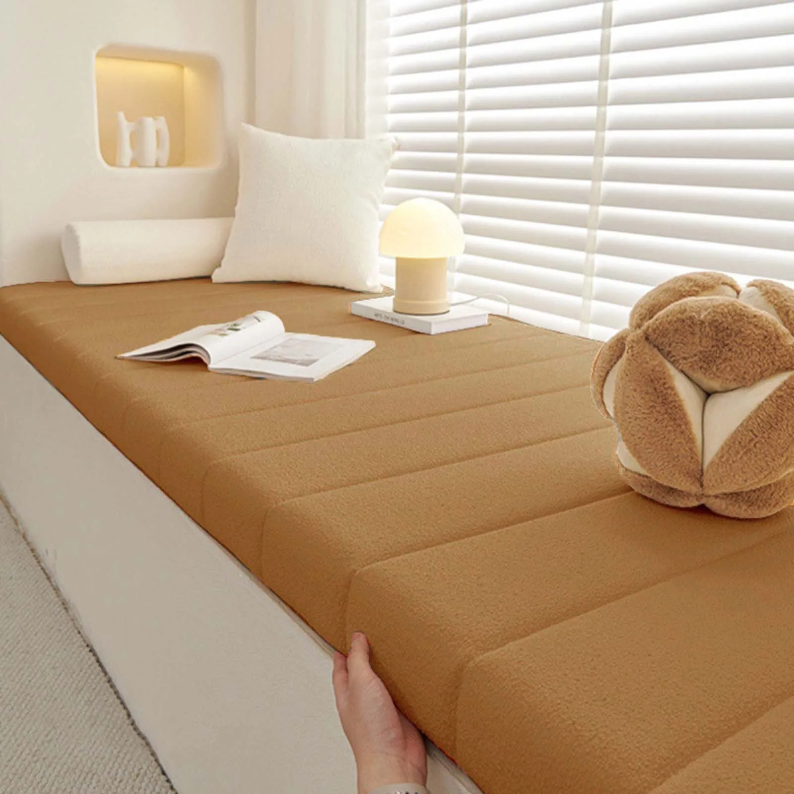 Almohadillas para asiento de banco para ventana, cojín para balcón, Patio, terraza, hogar, alfombrillas para alféizar de ventana, cojines para muebles de tela de rizo para cabina