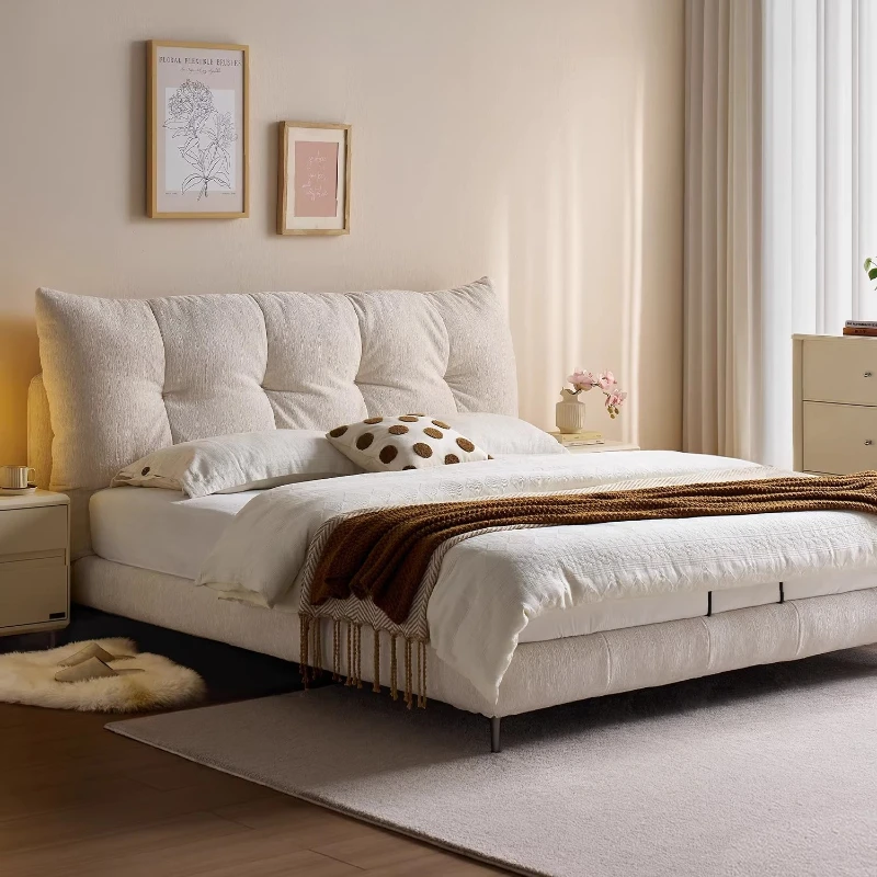 King Size Cream Style Double Bed 180x200cm High End Elegant Comfortable Bedroom Beds High-end Design Cama Box Casal Furniture