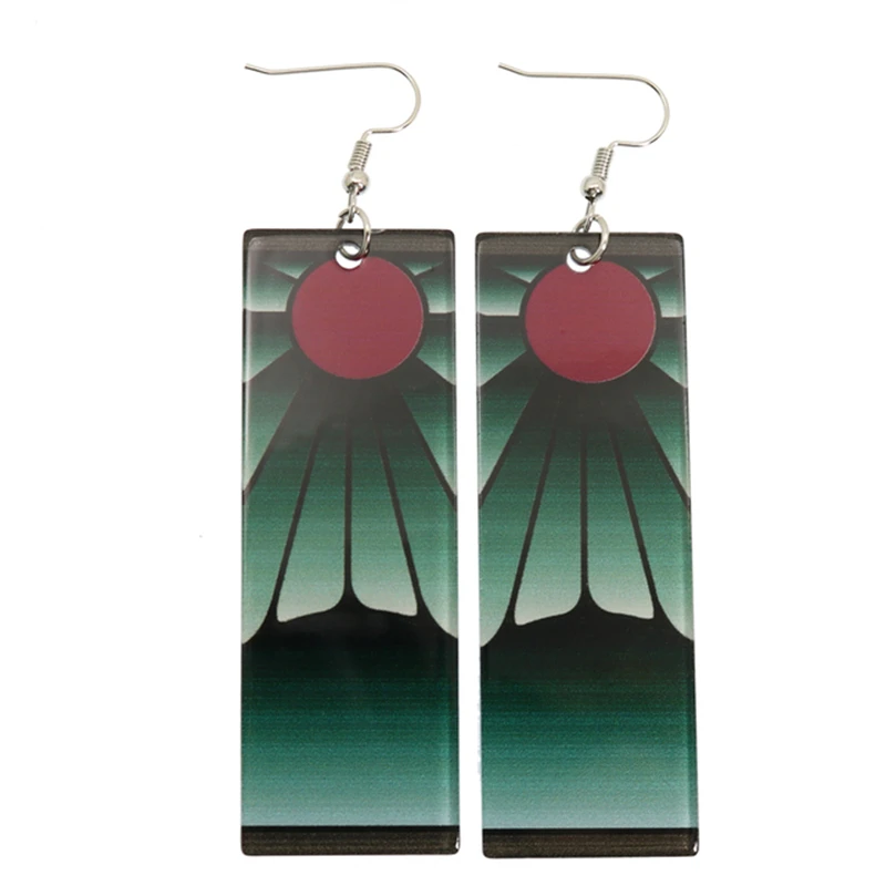 Trendy Acrylic Tanjiro Earrings Earrings Anime Cosplay Props Hanafuda Drop Long Earrings for Women Girls Jewelry