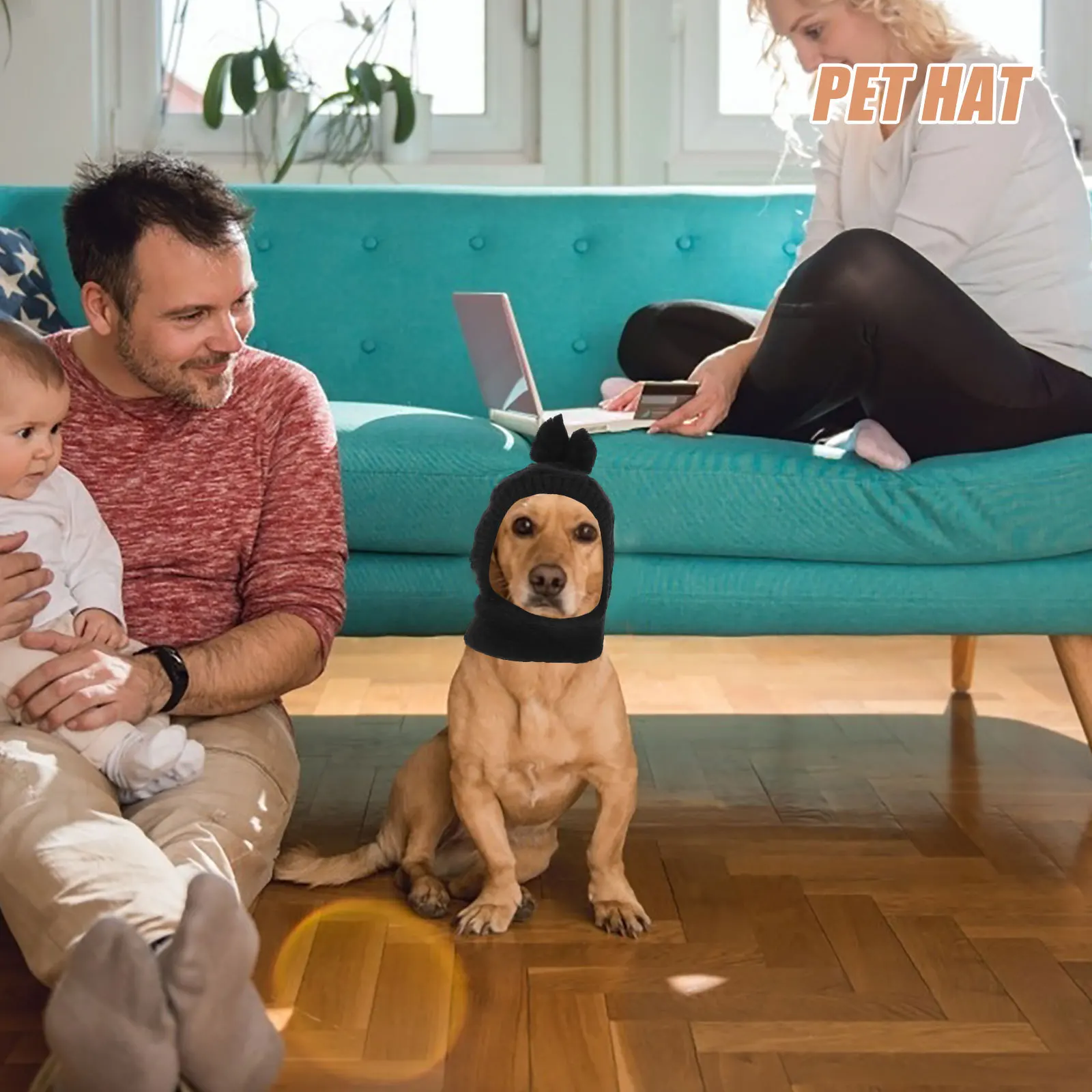 

Winter Dog Hat Knitted Scarf Warm Woolen Lining Lightweight Pet Cap For Outdoor Puppy Headwear Birthday Party Costume